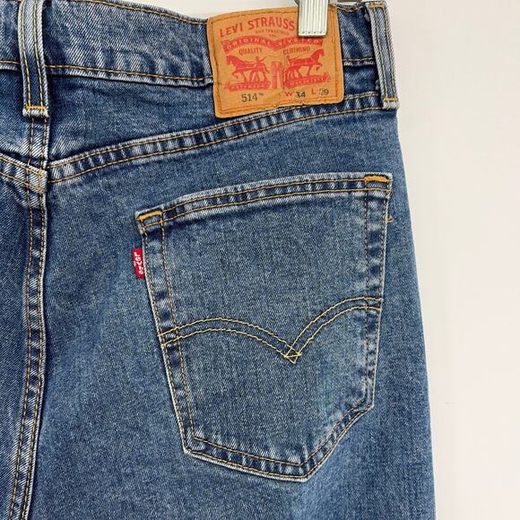 Levi's 514 Slim Straight Mens Jeans 34x29 Dad Y2K Normcore Medium Wash Minimal - Picture 7 of 11
